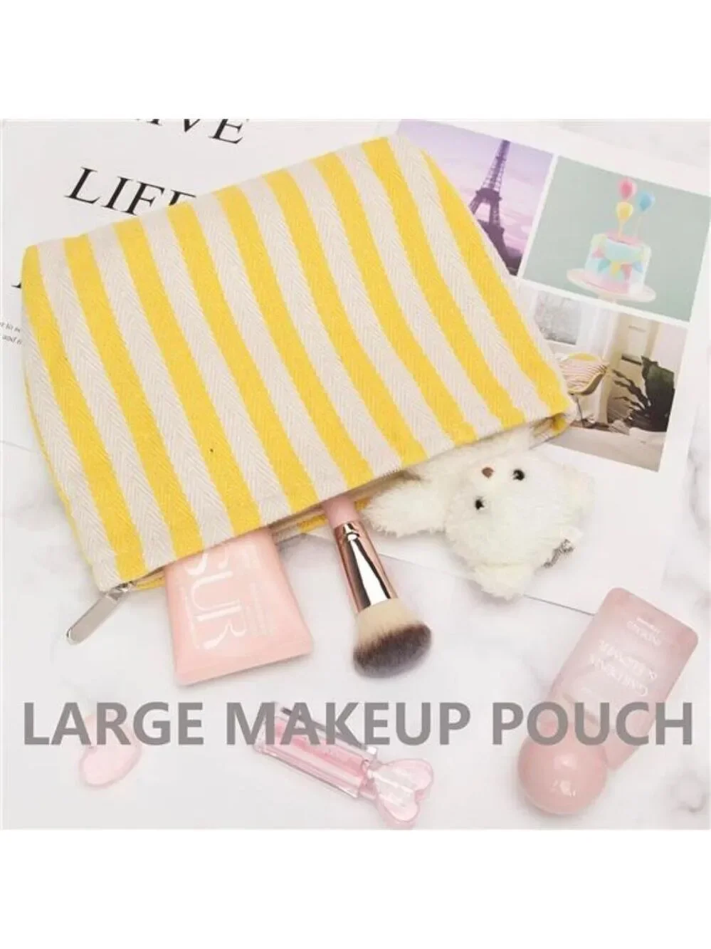Large Makeup Bag Cosmetic Bag Travel Pouch Canvas Organizer Zipper Bag for Women